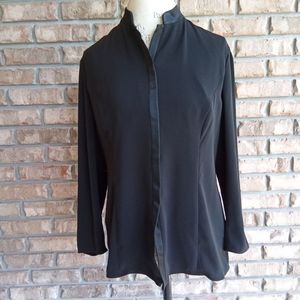 YEOHLEE Black Silk Trim Blazer Jacket Size 12.